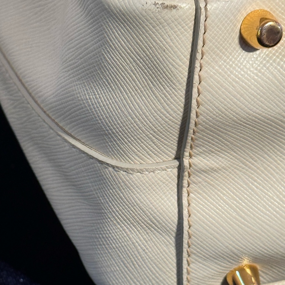 Authentic Prada Bauletto Cream Saffiano Leather Satchel Bag - Picture 15 of 17